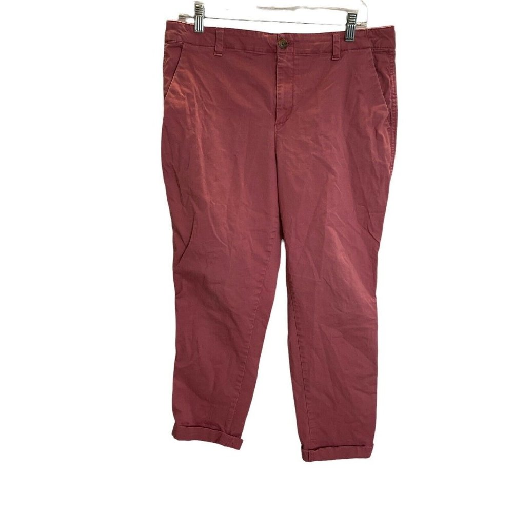 Gap Girlfriend Chino Pants Womens 10 Red High Rise Flat Front Casual Cotton